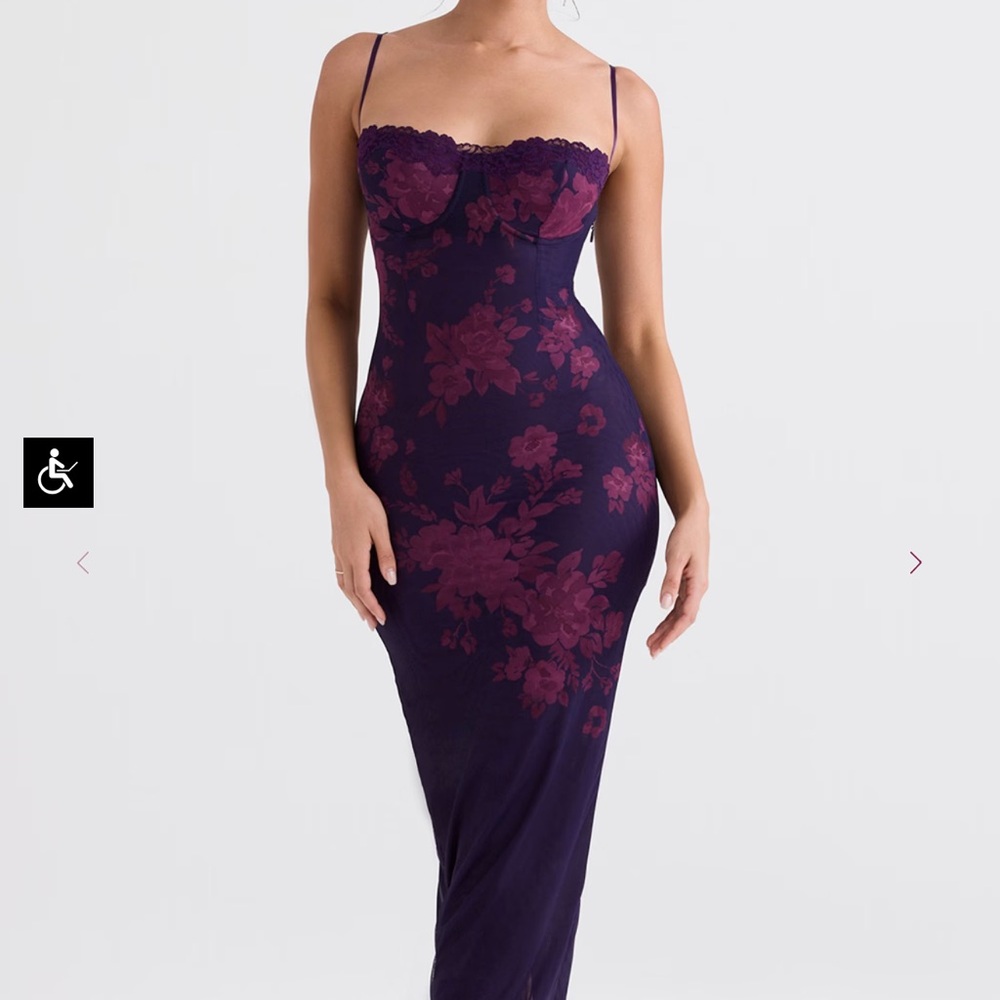 House of CB AIZA Grape Floral Print Maxi Dress